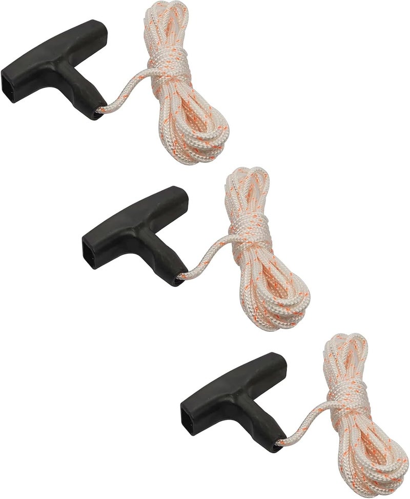 Bopurtotly New Recoil Starter Rope 3-Meter Pull Cord with Starter Handle Replacement for Lawn Mower ChainsawTrimmer Edger Brush Cutter Engine Parts(Red and White Cord,3.5 mm) (Set of 3) - Image 1